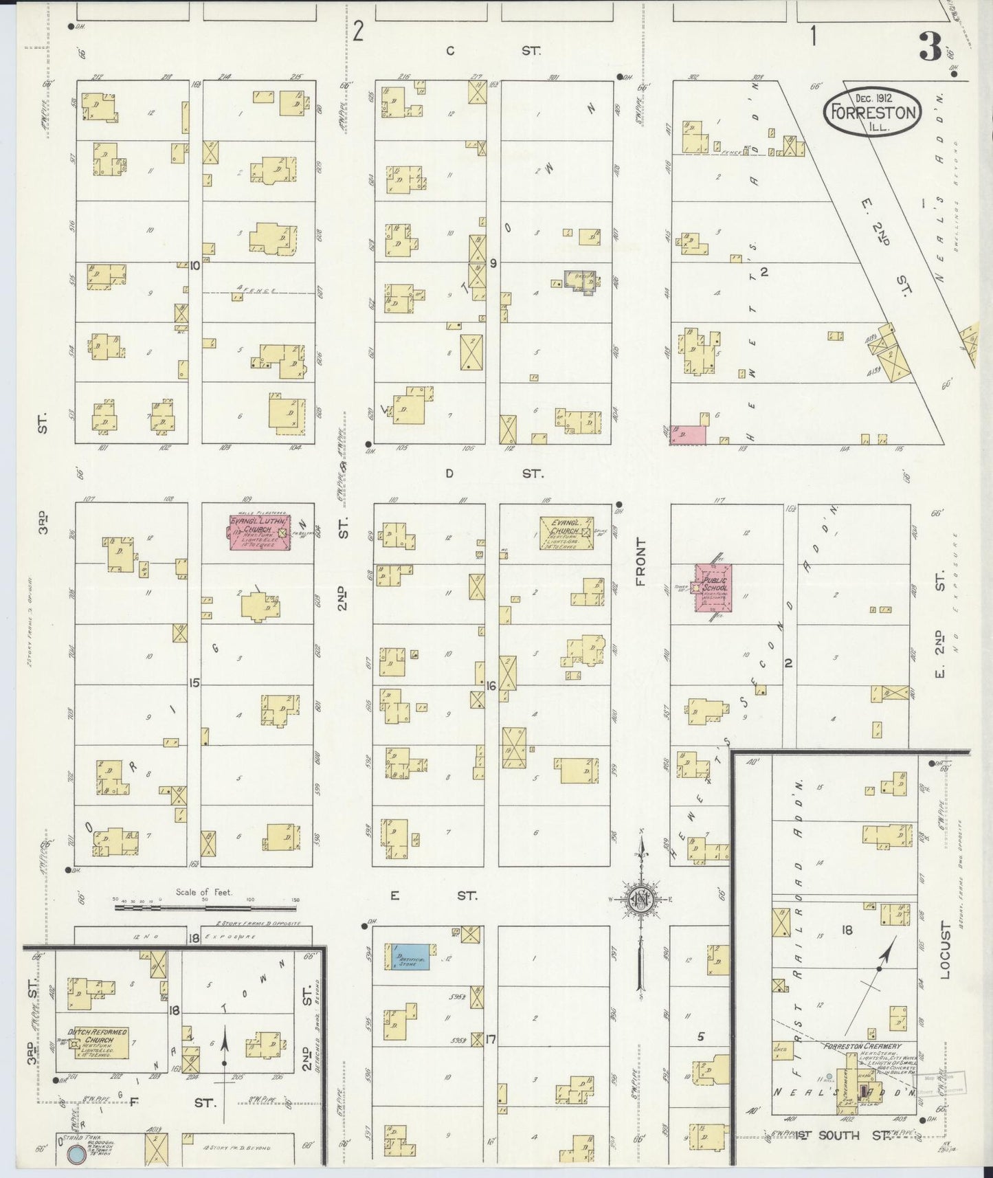 Sanborn Fire Insurance Map from Forreston, Ogle County, Illinois (1912), Sheet #0003 - Complete Map Set gallery image, historic Sanborn map, vintage wall art, Illinois Illinois