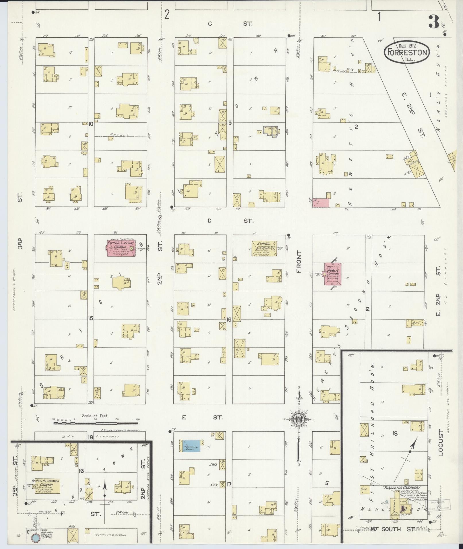 Sanborn Fire Insurance Map from Forreston, Ogle County, Illinois (1912), Sheet #0003 - Complete Map Set gallery image, historic Sanborn map, vintage wall art, Illinois Illinois
