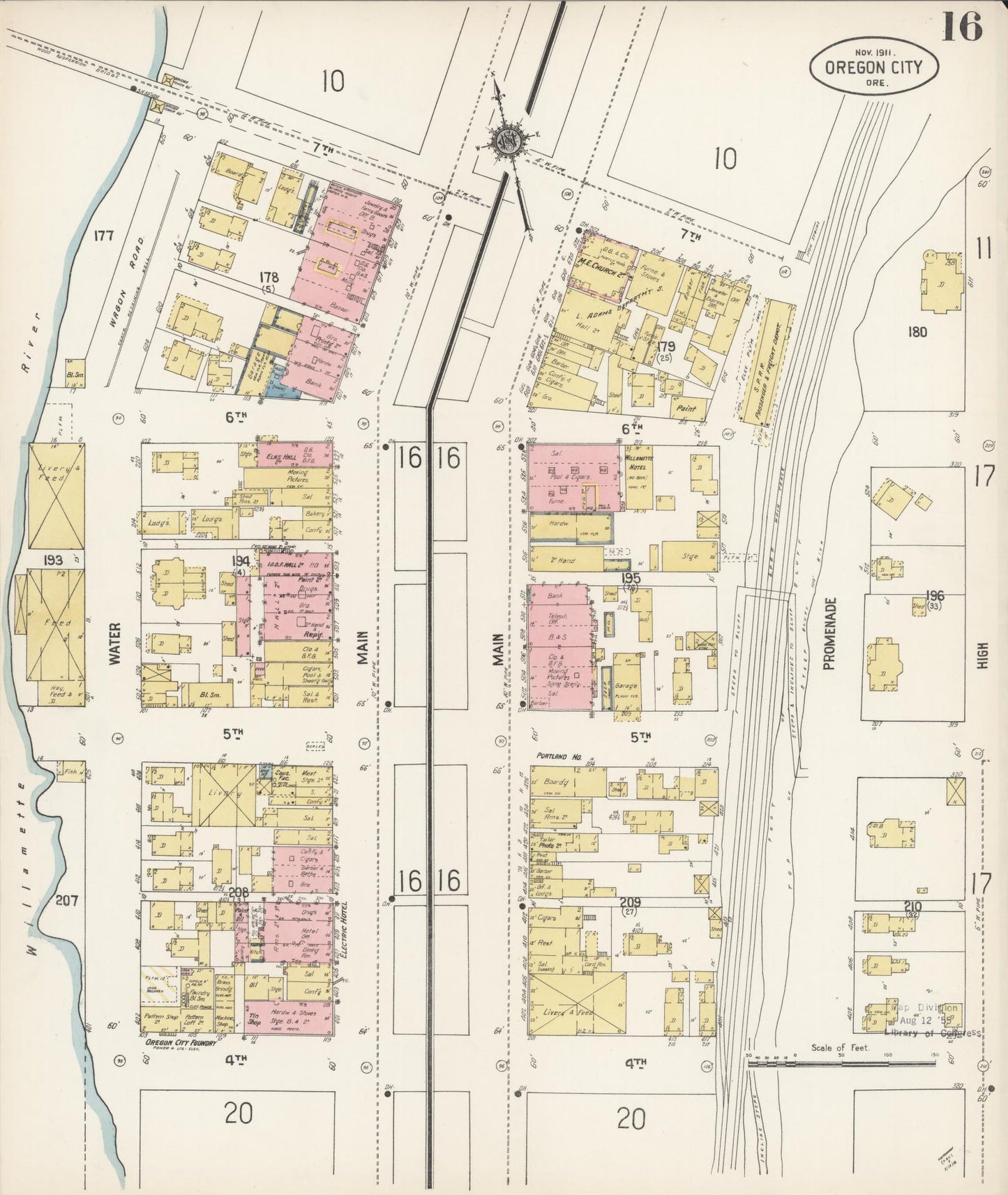 Sanborn Fire Insurance Map from Oregon City, Clackamas County, Oregon (1911), Sheet #0016 - Complete Map Set gallery image, historic Sanborn map, vintage wall art, Oregon Oregon