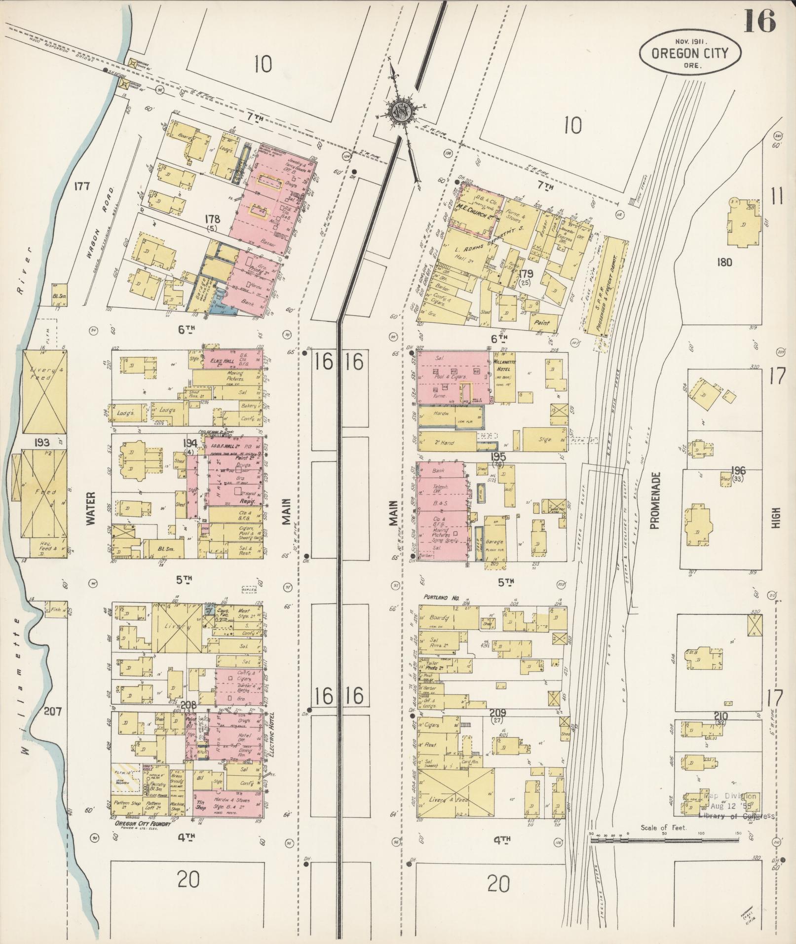 Sanborn Fire Insurance Map from Oregon City, Clackamas County, Oregon (1911), Sheet #0016 - Complete Map Set gallery image, historic Sanborn map, vintage wall art, Oregon Oregon