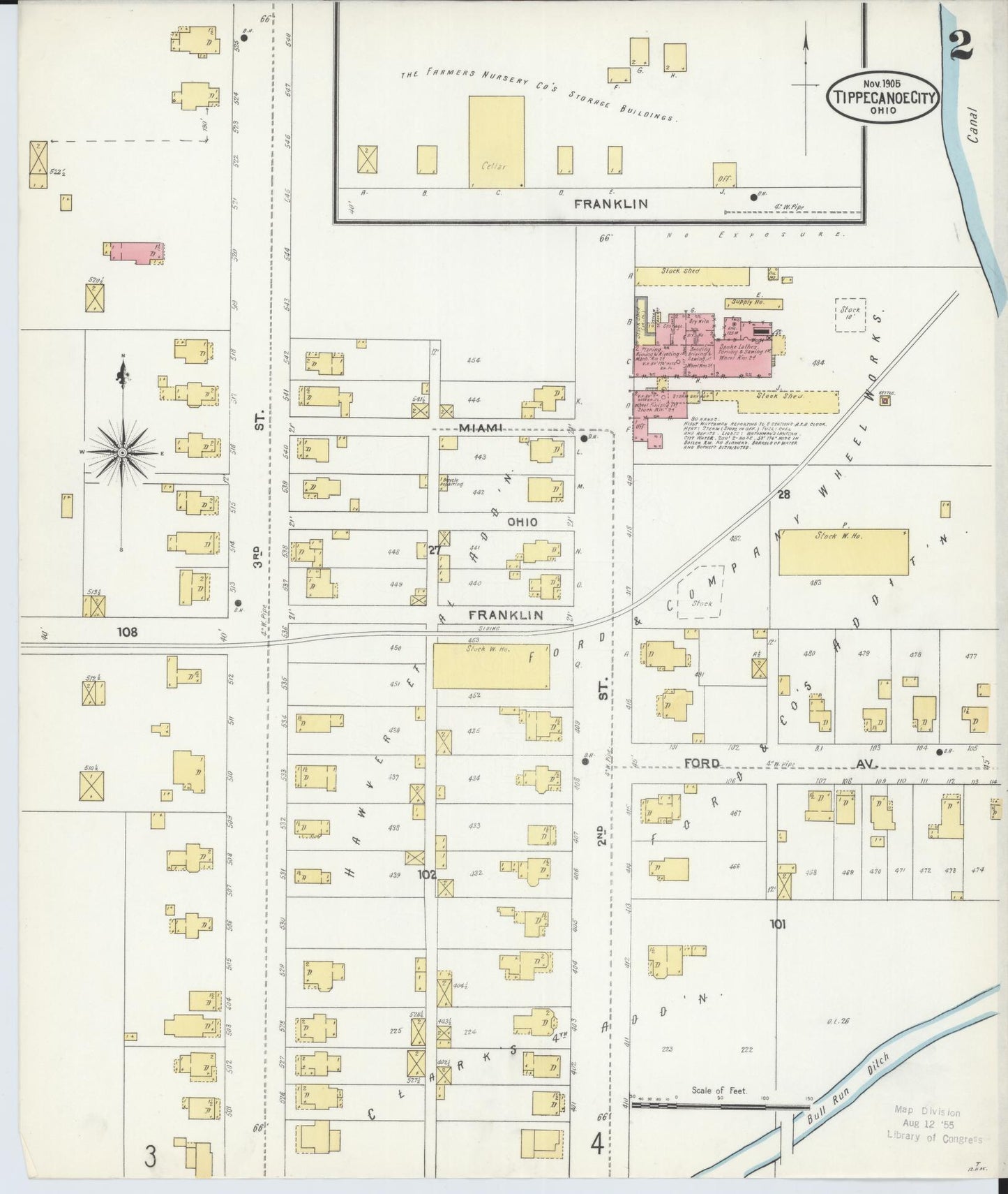 Sanborn Fire Insurance Map from Tipp City, Miami County, Ohio (1905), Sheet #0002 - Historic Sanborn Fire Insurance Map Print, vintage old map wall art, antique decor, genealogy gift, Ohio Ohio map
