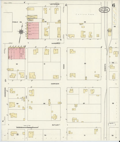 Sanborn Fire Insurance Map from Gilmer, Upshur County, Texas (1912), Sheet #0006 - Complete Map Set gallery image, historic Sanborn map, vintage wall art, Texas Texas