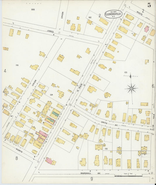Sanborn Fire Insurance Map from Gloversville, Fulton County, New York (1902), Sheet #0005 - Historic Sanborn Fire Insurance Map Print, vintage old map wall art, antique decor, genealogy gift, New York New York map