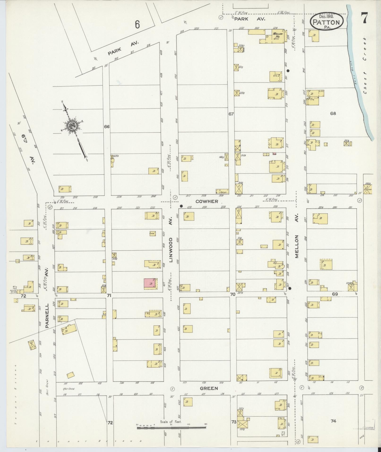 Sanborn Fire Insurance Map from Patton, Cambria County, Pennsylvania (1910), Sheet #0007 - Complete Map Set gallery image, historic Sanborn map, vintage wall art, Pennsylvania Pennsylvania