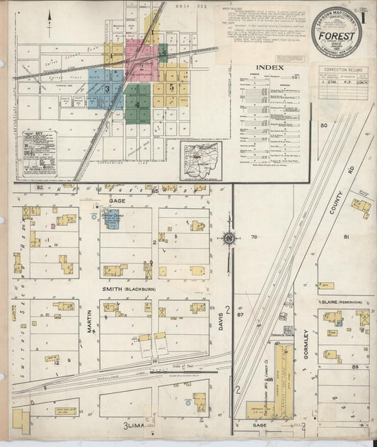 Sanborn Fire Insurance Map from Forest, Hardin County, Ohio (1932), Sheet #0001 - Historic Sanborn Fire Insurance Map Print, vintage old map wall art, antique decor, genealogy gift, Ohio Ohio map