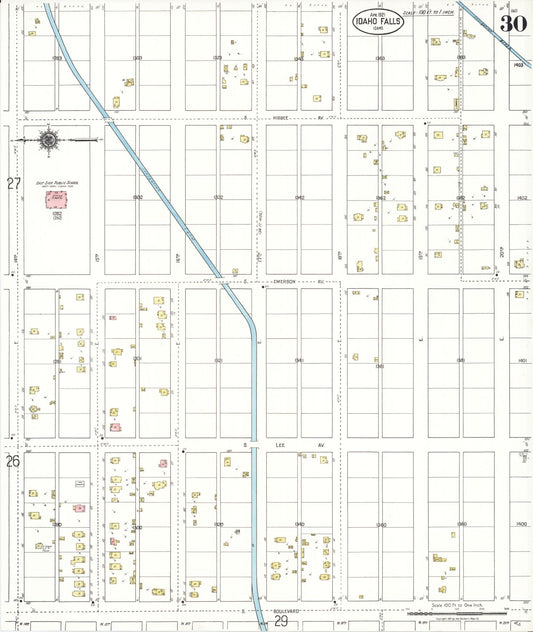 Sanborn Fire Insurance Map from Idaho Falls, Bonneville County, Idaho (1921), Sheet #0030 - Historic Sanborn Fire Insurance Map Print, vintage old map wall art, antique decor, genealogy gift, Idaho Idaho map