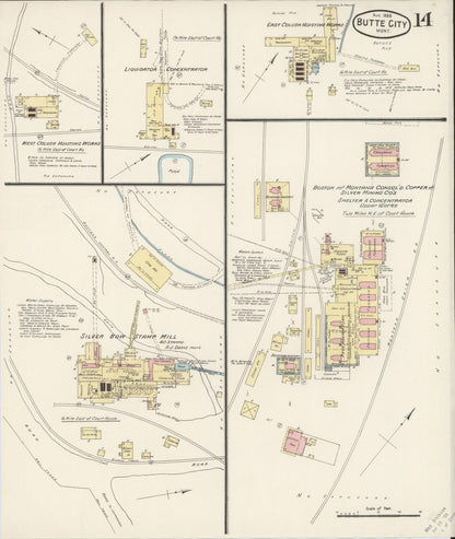 Sanborn Fire Insurance Map from Butte, Silver Bow County, Montana (1888), Sheet #0014 - Complete Map Set gallery image, historic Sanborn map, vintage wall art, Montana Montana