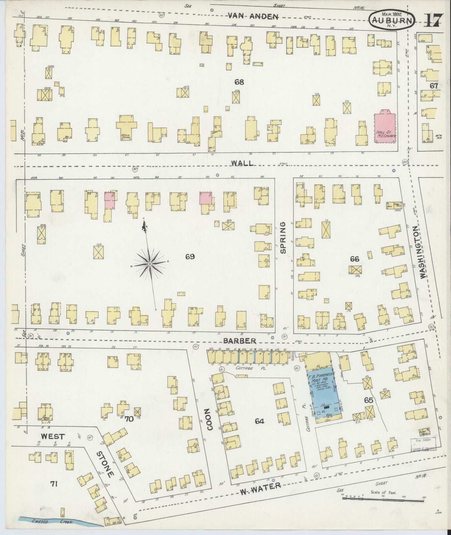 Sanborn Fire Insurance Map from Auburn, Cayuga County, New York (1892), Sheet #0017 - Complete Map Set gallery image, historic Sanborn map, vintage wall art, New York New York