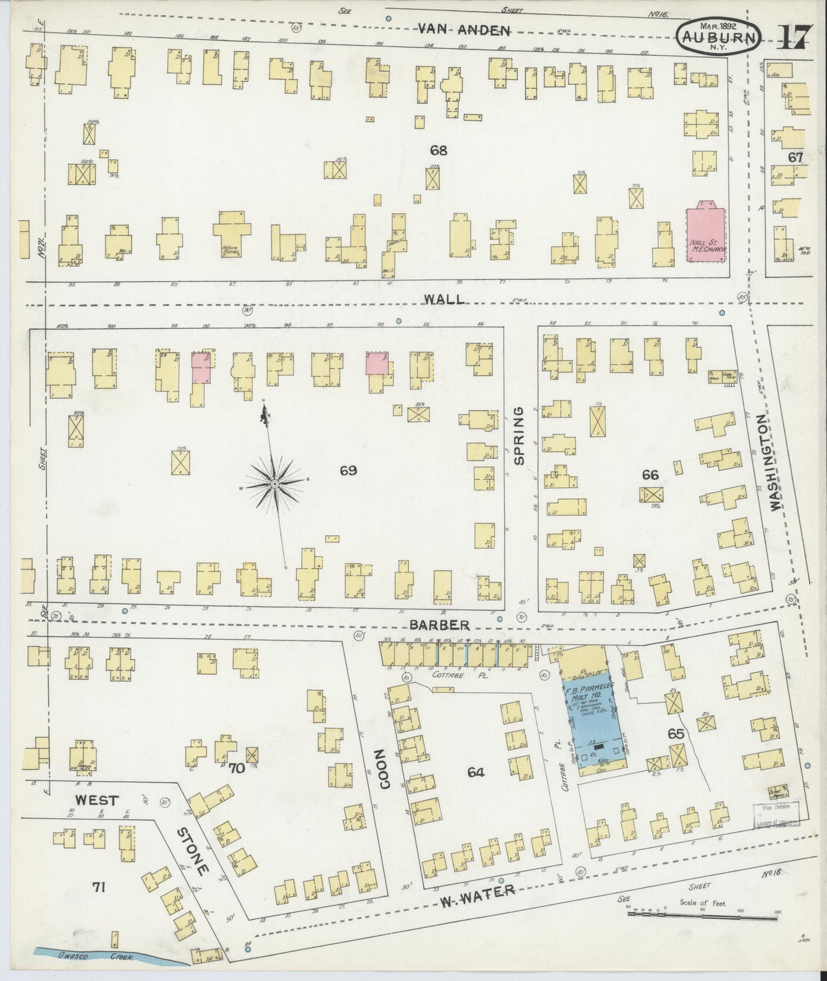Sanborn Fire Insurance Map from Auburn, Cayuga County, New York (1892), Sheet #0017 - Complete Map Set gallery image, historic Sanborn map, vintage wall art, New York New York