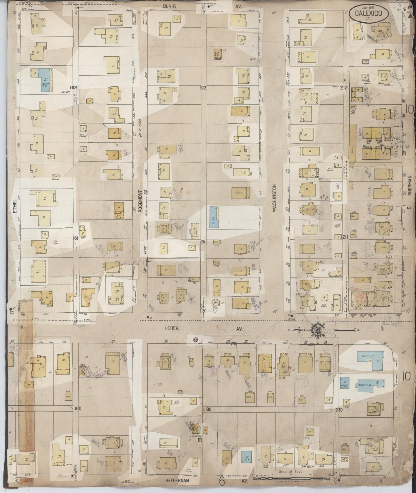 Sanborn Fire Insurance Map from Calexico, Imperial County, California (1956), Sheet #0007 - Complete Map Set gallery image, historic Sanborn map, vintage wall art, California California