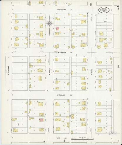 Sanborn Fire Insurance Map from Caney, Montgomery County, Kansas (1912), Sheet #0007 - Complete Map Set gallery image, historic Sanborn map, vintage wall art, Kansas Kansas