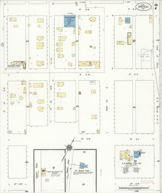 Sanborn Fire Insurance Map from Choteau, Teton County, Montana (1921), Sheet #0007 - Historic Sanborn Fire Insurance Map Print, vintage old map wall art, antique decor, genealogy gift, Montana Montana map