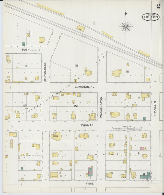 Sanborn Fire Insurance Map from Toulon, Stark County, Illinois (1893), Sheet #0002 - Historic Sanborn Fire Insurance Map Print, vintage old map wall art, antique decor, genealogy gift, Illinois Illinois map