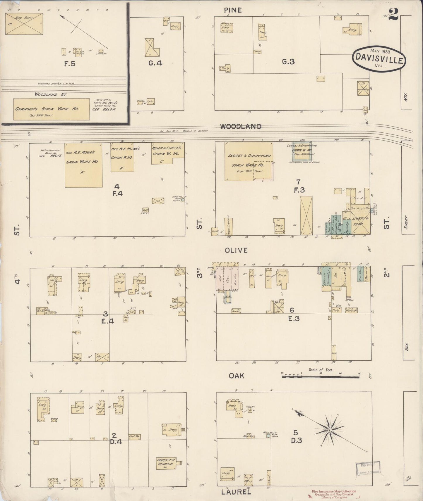 Sanborn Fire Insurance Map from Davis, Yolo County, California (1888), Sheet #0002 - Complete Map Set gallery image, historic Sanborn map, vintage wall art, California California