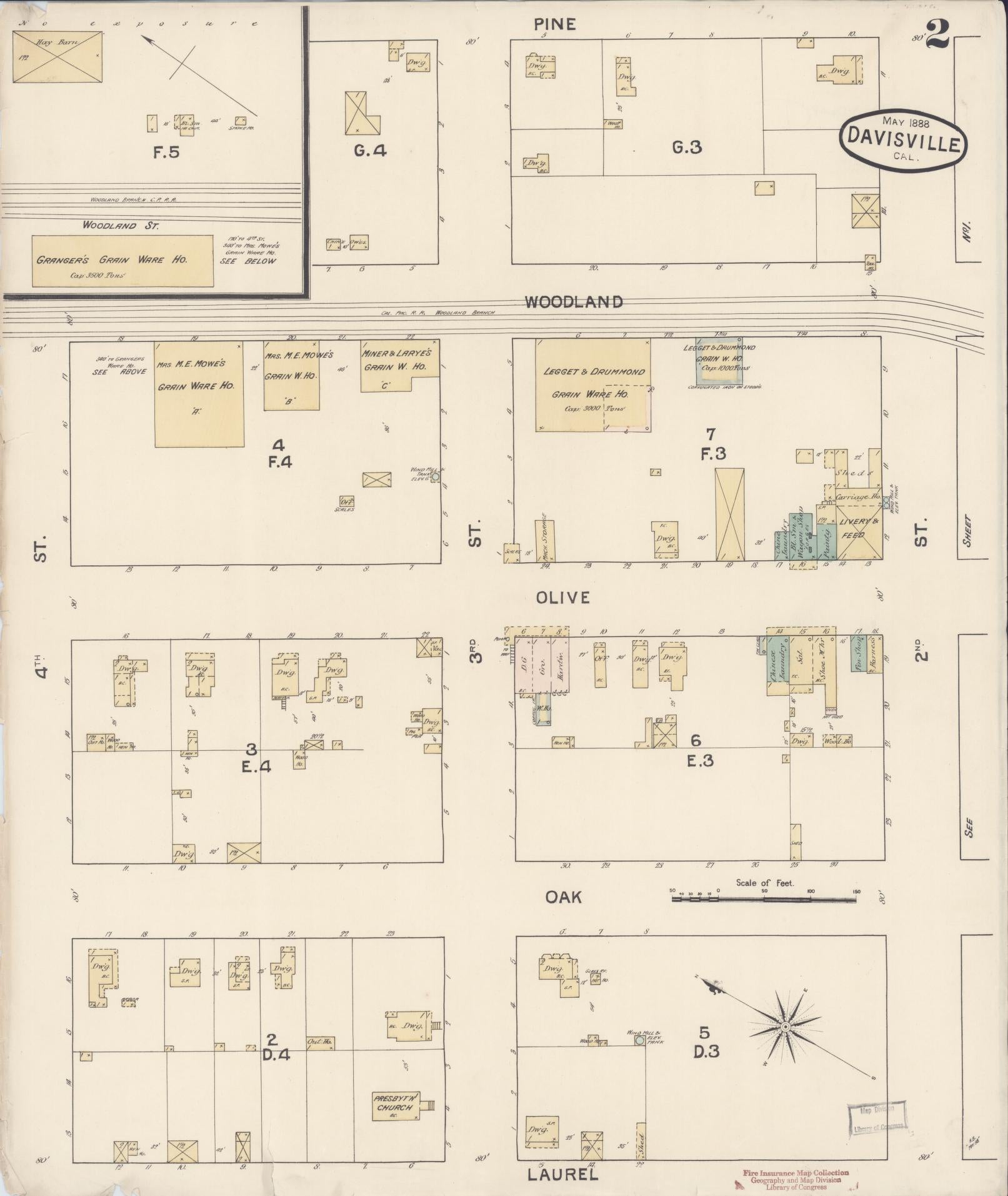 Sanborn Fire Insurance Map from Davis, Yolo County, California (1888), Sheet #0002 - Complete Map Set gallery image, historic Sanborn map, vintage wall art, California California