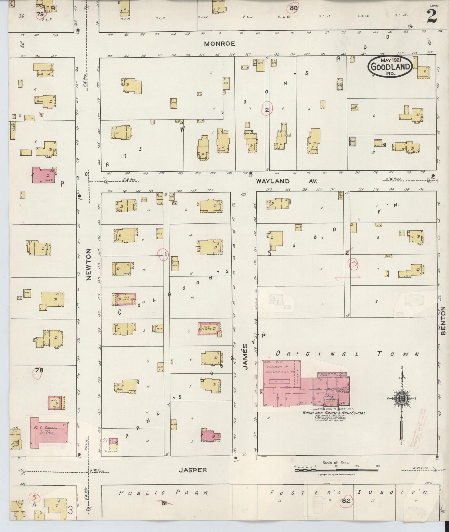 Sanborn Fire Insurance Map from Goodland, Newton County, Indiana (1933), Sheet #0002 - Complete Map Set gallery image, historic Sanborn map, vintage wall art, Indiana Indiana