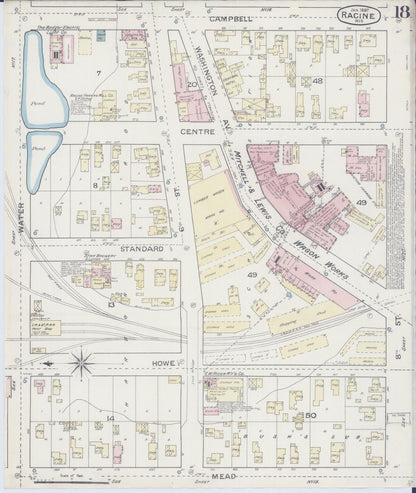 Sanborn Fire Insurance Map from Racine, Racine County, Wisconsin (1887), Sheet #0018 - Complete Map Set gallery image, historic Sanborn map, vintage wall art, Wisconsin Wisconsin