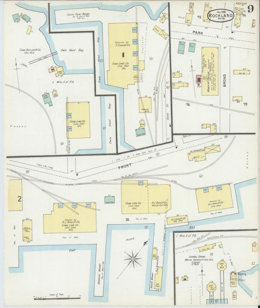 Sanborn Fire Insurance Map from Rockland, Knox County, Maine (1896), Sheet #0009 - Historic Sanborn Fire Insurance Map Print, vintage old map wall art, antique decor, genealogy gift, Maine Maine map