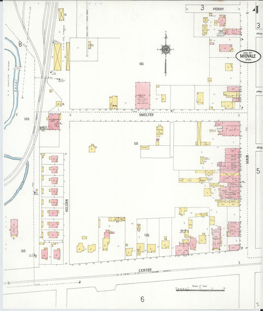 Sanborn Fire Insurance Map from Midvale, Salt Lake County, Utah (1911), Sheet #0004 - Historic Sanborn Fire Insurance Map Print, vintage old map wall art, antique decor, genealogy gift, Utah Utah map