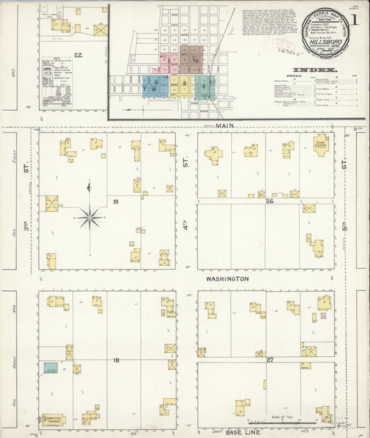 Sanborn Fire Insurance Map from Hillsboro, Washington County, Oregon (1892), Sheet #0001 - Historic Sanborn Fire Insurance Map Print, vintage old map wall art, antique decor, genealogy gift, Oregon Oregon map