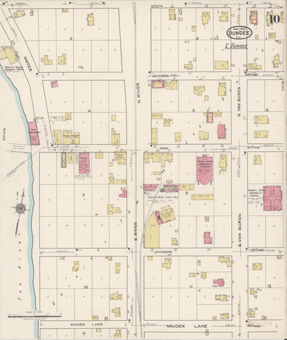 Sanborn Fire Insurance Map from Dundee, Kane County, Illinois (1922), Sheet #0010 - Historic Sanborn Fire Insurance Map Print, vintage old map wall art, antique decor, genealogy gift, Illinois Illinois map