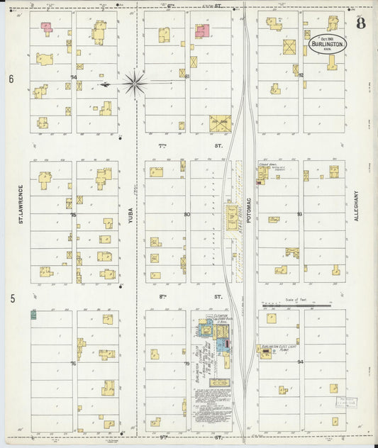 Sanborn Fire Insurance Map from Burlington, Coffey County, Kansas (1901), Sheet #0008 - Historic Sanborn Fire Insurance Map Print, vintage old map wall art, antique decor, genealogy gift, Kansas Kansas map