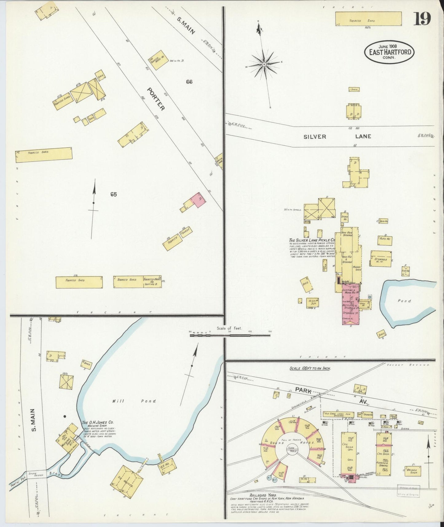 Sanborn Fire Insurance Map from East Hartford, Hartford County, Connecticut (1908), Sheet #0019 - Complete Map Set gallery image, historic Sanborn map, vintage wall art, Connecticut Connecticut