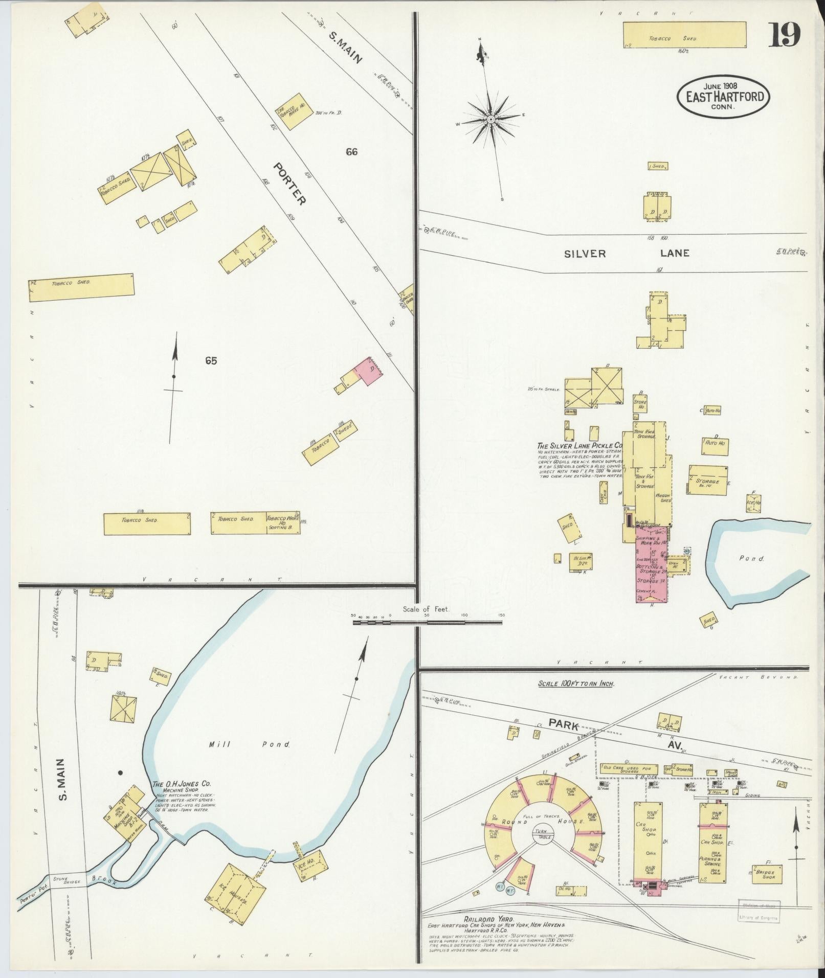 Sanborn Fire Insurance Map from East Hartford, Hartford County, Connecticut (1908), Sheet #0019 - Complete Map Set gallery image, historic Sanborn map, vintage wall art, Connecticut Connecticut