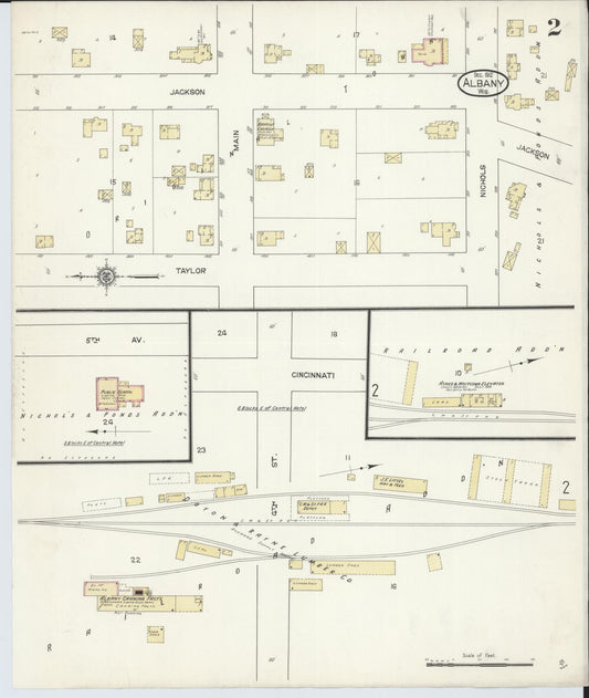 Sanborn Fire Insurance Map from Albany, Green County, Wisconsin (1912), Sheet #0002 - Historic Sanborn Fire Insurance Map Print, vintage old map wall art, antique decor, genealogy gift, Wisconsin Wisconsin map