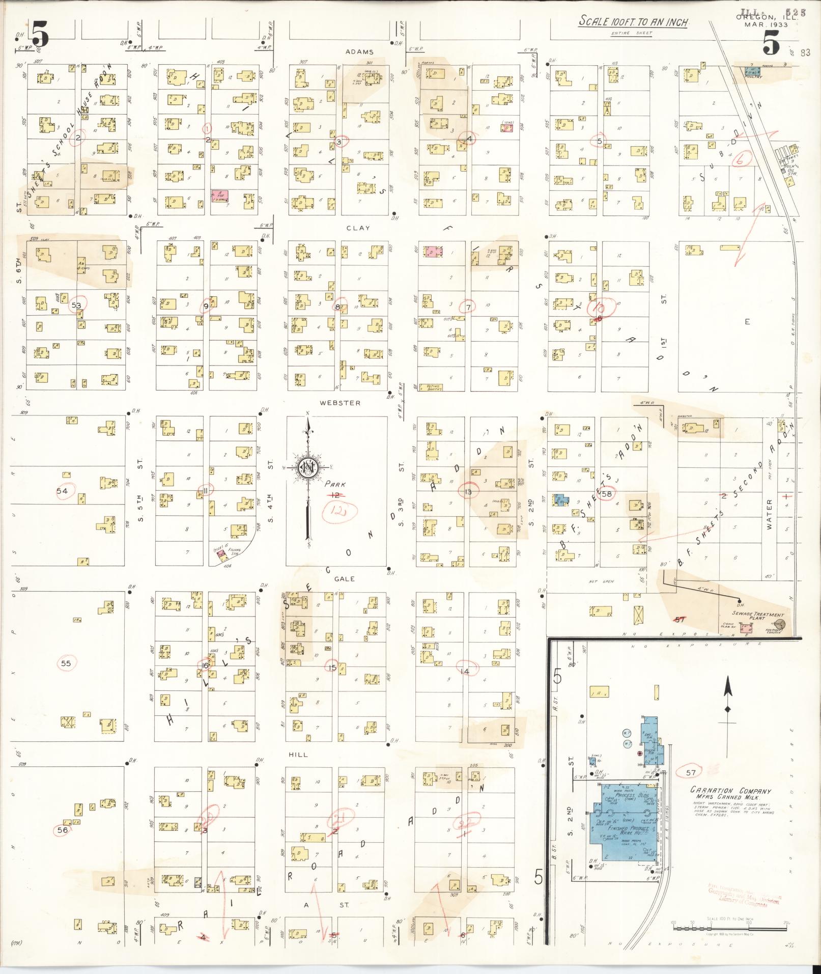 Sanborn Fire Insurance Map from Oregon, Ogle County, Illinois (1943), Sheet #0005 - Historic Sanborn Fire Insurance Map Print, vintage old map wall art, antique decor, genealogy gift, Oregon Oregon map