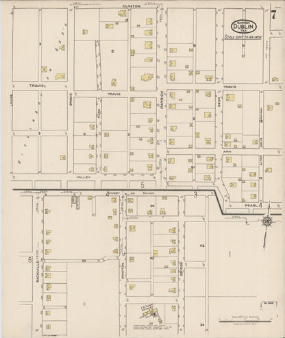 Sanborn Fire Insurance Map from Dublin, Erath County, Texas (1921), Sheet #0007 - Historic Sanborn Fire Insurance Map Print, vintage old map wall art, antique decor, genealogy gift, Texas Texas map