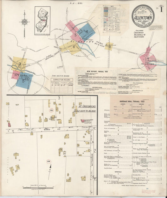 Sanborn Fire Insurance Map from Allentown, Monmouth County, New Jersey (1940), Sheet #0001 - Complete Map Set gallery image, historic Sanborn map, vintage wall art, New Jersey New Jersey