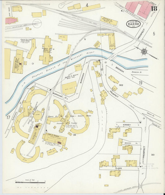 Sanborn Fire Insurance Map from Barre, Washington County, Vermont (1916), Sheet #0018 - Historic Sanborn Fire Insurance Map Print, vintage old map wall art, antique decor, genealogy gift, Vermont Vermont map