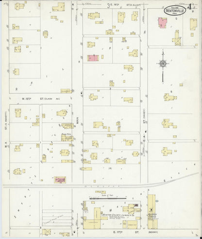 Sanborn Fire Insurance Map from Bentonville, Benton County, Arkansas (1914), Sheet #0004 - Complete Map Set gallery image, historic Sanborn map, vintage wall art, Arkansas Arkansas