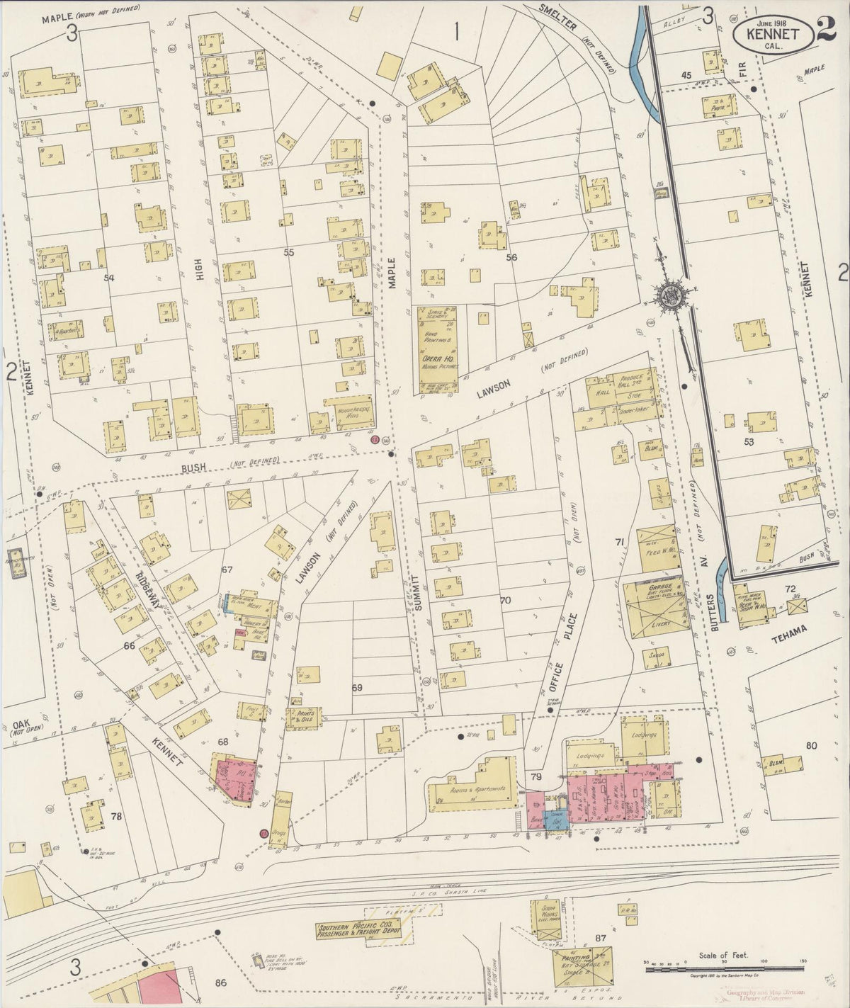 Sanborn Fire Insurance Map from Kennett, Shasta County, California (1918), Sheet #0002 - Complete Map Set gallery image, historic Sanborn map, vintage wall art, California California