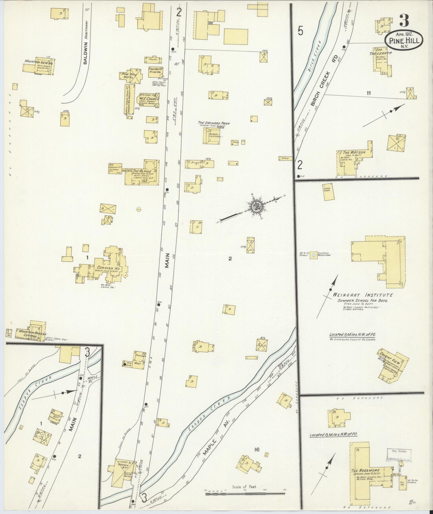 Sanborn Fire Insurance Map from Pine Hill, Ulster County, New York. (1912), Sheet 3 – Historic Sanborn Fire Insurance Map Print