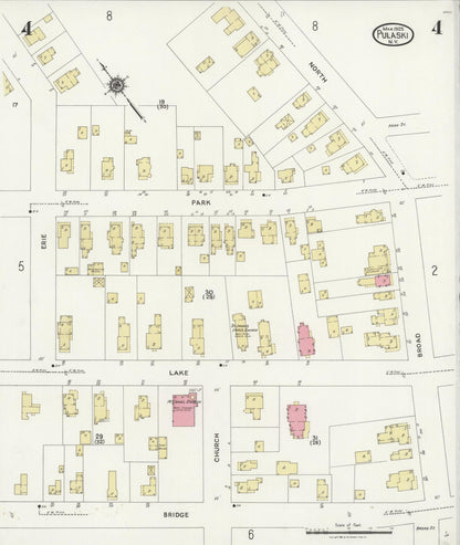 Sanborn Fire Insurance Map from Pulaski, Oswego County, New York (1925), Sheet #0004 - Complete Map Set gallery image, historic Sanborn map, vintage wall art, New York New York