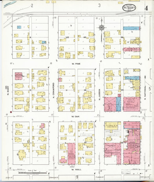 Sanborn Fire Insurance Map from Fort Scott, Bourbon County, Kansas (1917), Sheet #0004 - Historic Sanborn Fire Insurance Map Print, vintage old map wall art, antique decor, genealogy gift, Kansas Kansas map