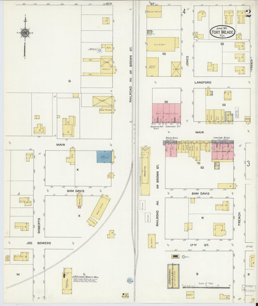 Sanborn Fire Insurance Map from Fort Meade, Polk County, Florida (1911), Sheet #0002 - Historic Sanborn Fire Insurance Map Print, vintage old map wall art, antique decor, genealogy gift, Florida Florida map