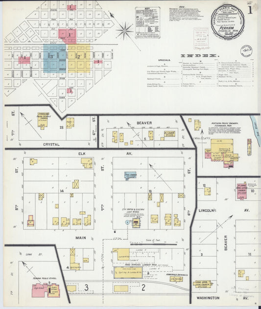 Sanborn Fire Insurance Map from Perham, Otter Tail County, Minnesota (1899), Sheet #0001 - Historic Sanborn Fire Insurance Map Print, vintage old map wall art, antique decor, genealogy gift, Minnesota Minnesota map