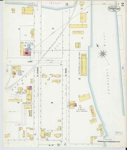 Sanborn Fire Insurance Map from Cheboygan, Cheboygan County, Michigan (1900), Sheet #0002 - Complete Map Set gallery image, historic Sanborn map, vintage wall art, Michigan Michigan