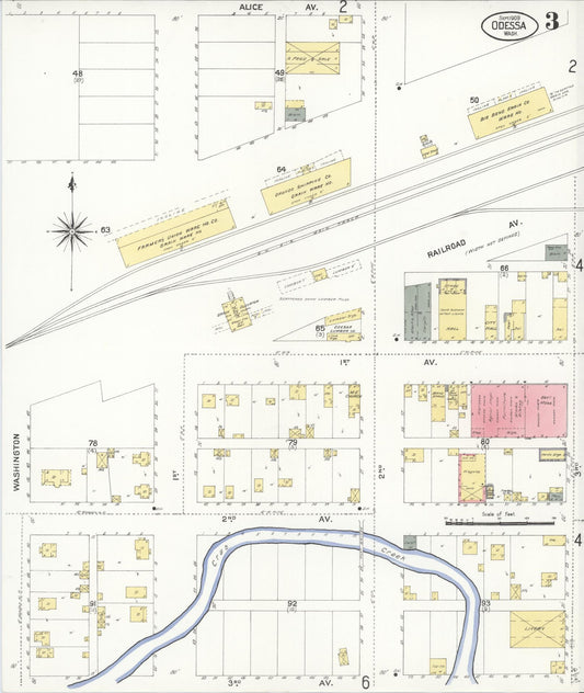Sanborn Fire Insurance Map from Odessa, Lincoln County, Washington (1909), Sheet #0003 - Historic Sanborn Fire Insurance Map Print, vintage old map wall art, antique decor, genealogy gift, Washington Washington map