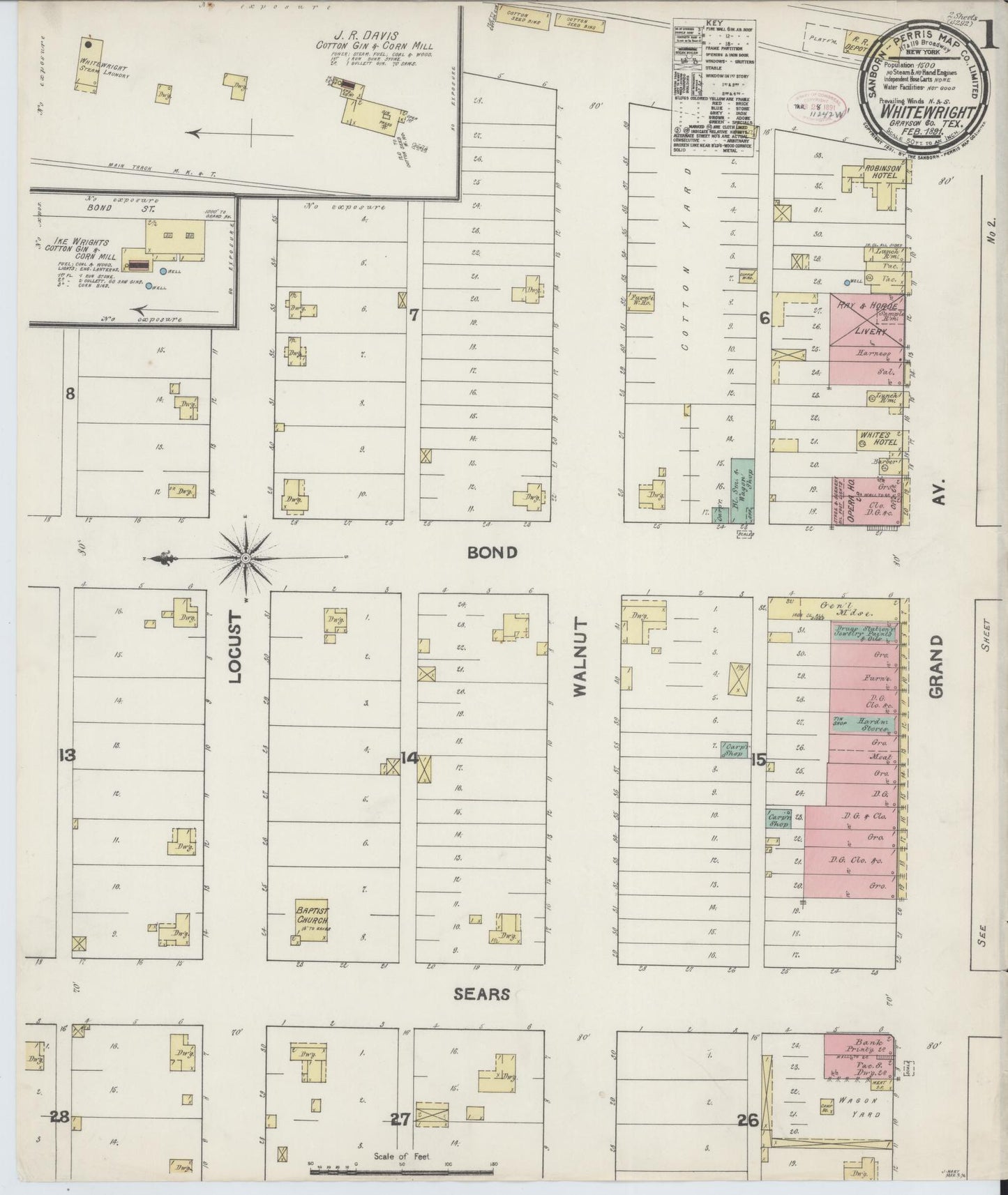Sanborn Fire Insurance Map from Whitewright, Grayson County, Texas. (1891) – Historic Sanborn Fire Insurance Map Print