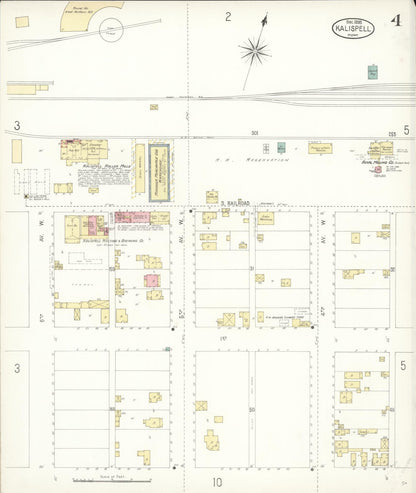 Sanborn Fire Insurance Map from Kalispell, Flathead County, Montana (1899), Sheet #0004 - Complete Map Set gallery image, historic Sanborn map, vintage wall art, Montana Montana