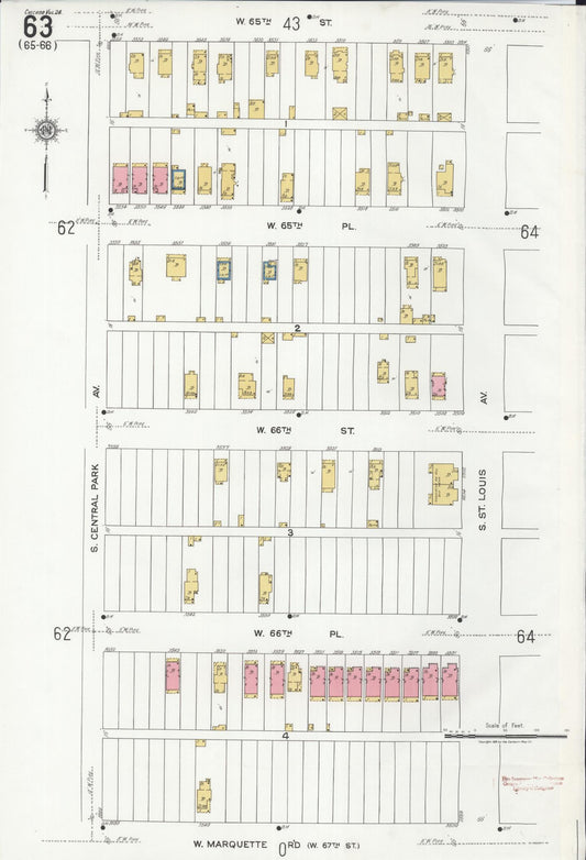 Sanborn Fire Insurance Map from Chicago, Cook County, Illinois (1920), Sheet #0063 - Historic Sanborn Fire Insurance Map Print, vintage old map wall art, antique decor, genealogy gift, Illinois Illinois map