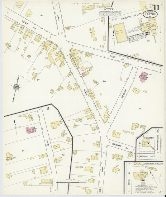 Talbot, Maryland - 1912 - Sanborn Fire Insurance Map, Sheet #0011 - Historic Sanborn Fire Insurance Map Print, Talbot Maryland 1912 0011 vintage old map wall art