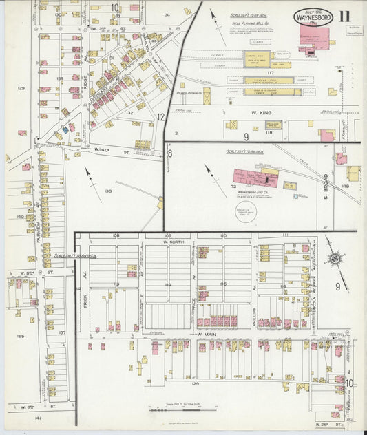 Sanborn Fire Insurance Map from Waynesboro, Franklin County, Pennsylvania (1916), Sheet #0011 - Historic Sanborn Fire Insurance Map Print, vintage old map wall art, antique decor, genealogy gift, Pennsylvania Pennsylvania map