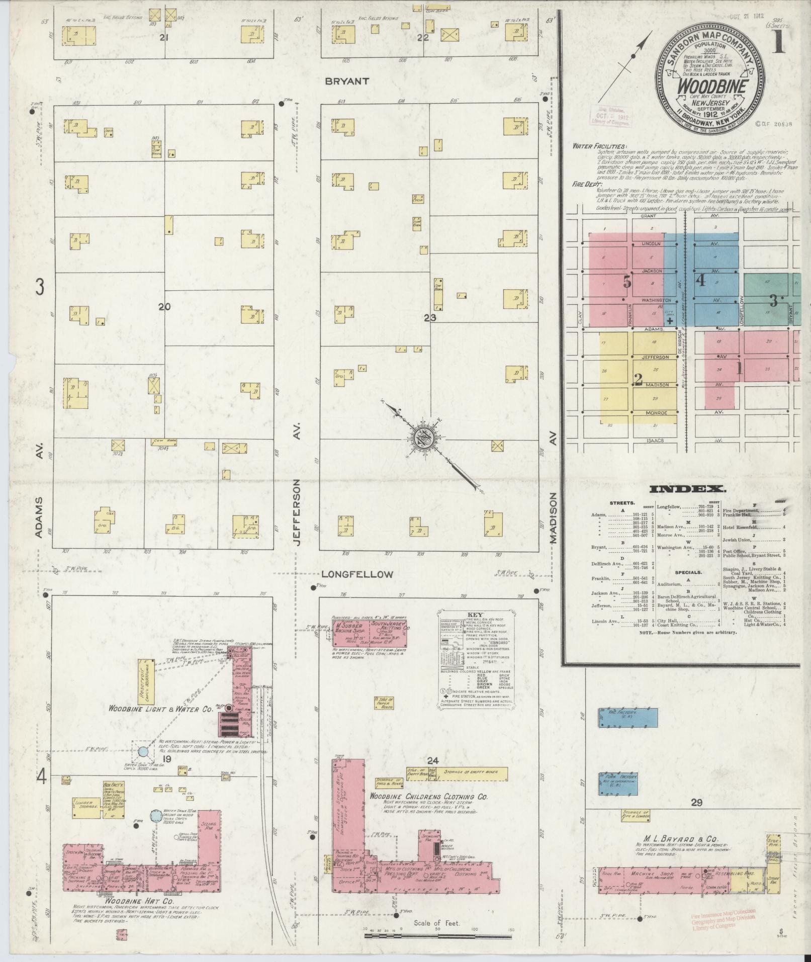 Sanborn Fire Insurance Map from Woodbine, Cape May County, New Jersey. (1912) – Historic Sanborn Fire Insurance Map Print