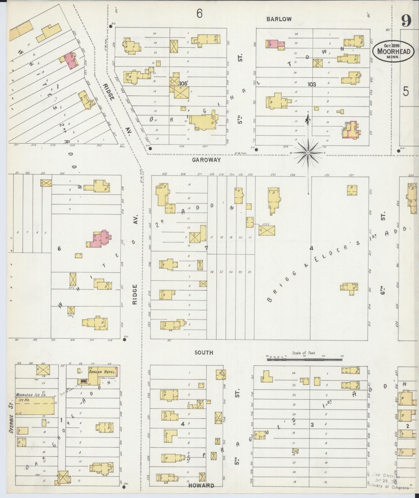 Sanborn Fire Insurance Map from Moorhead, Clay County, Minnesota (1899), Sheet #0009 - Historic Sanborn Fire Insurance Map Print, vintage old map wall art, antique decor, genealogy gift, Minnesota Minnesota map