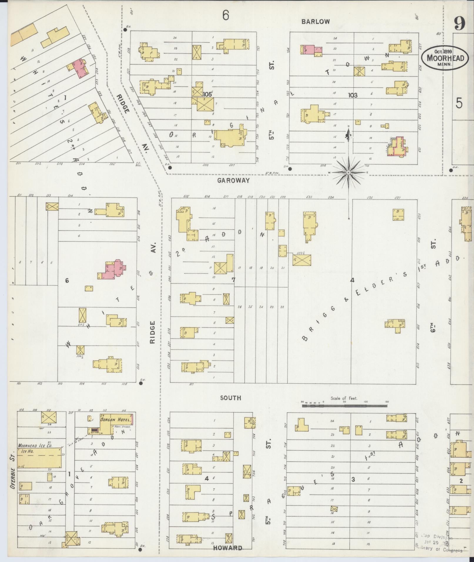 Sanborn Fire Insurance Map from Moorhead, Clay County, Minnesota (1899), Sheet #0009 - Historic Sanborn Fire Insurance Map Print, vintage old map wall art, antique decor, genealogy gift, Minnesota Minnesota map
